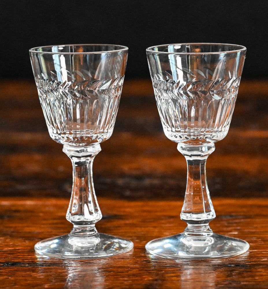 clear crystal Seneca Edme cordial glasses