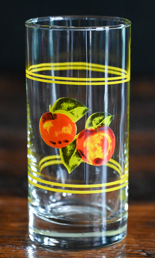At Home America vintage peach print tumblers with yellow band