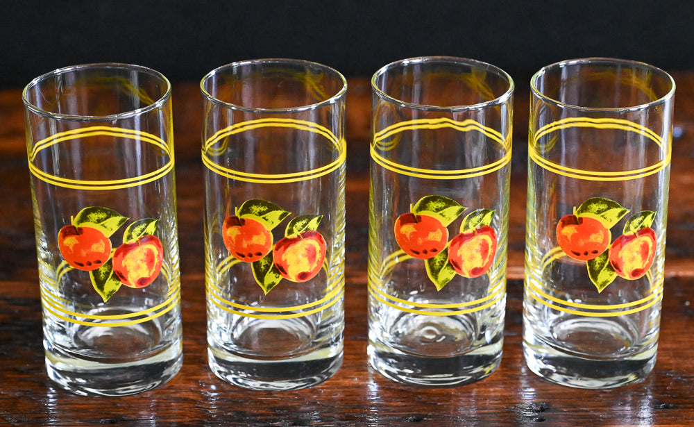 At Home America vintage peach print tumblers with yellow band