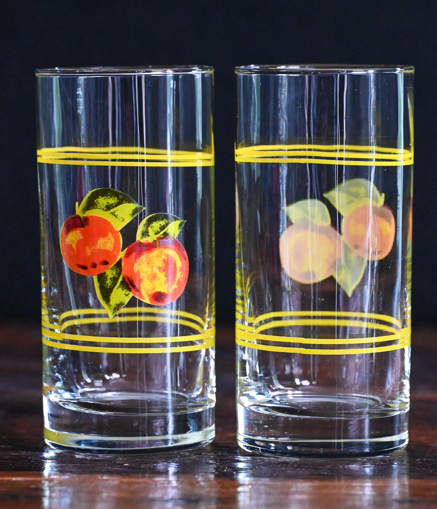 At Home America vintage peach print tumblers with yellow band