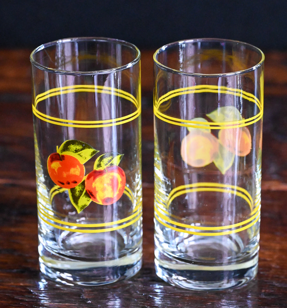 At Home America vintage peach print tumblers with yellow band