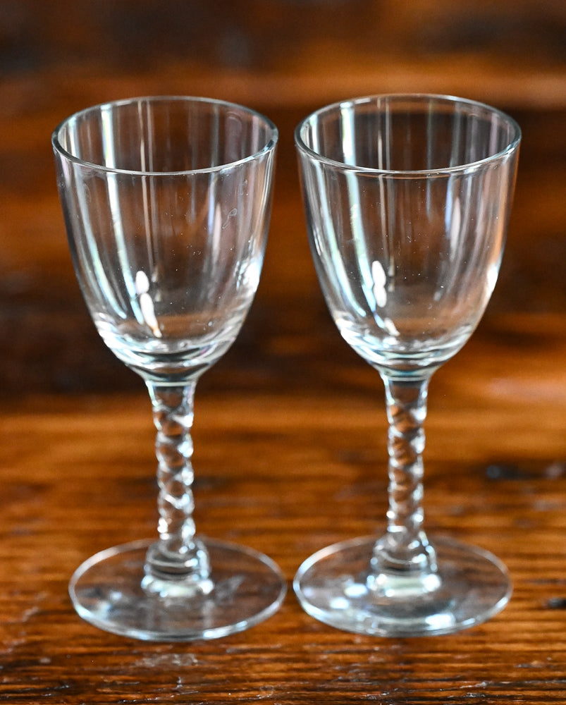twist stem clear Cristal D'Arques cordial glasses