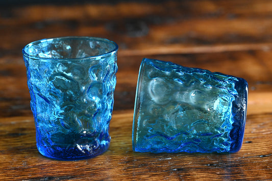 Anchor Hocking blue Lido Milano lowball glasses