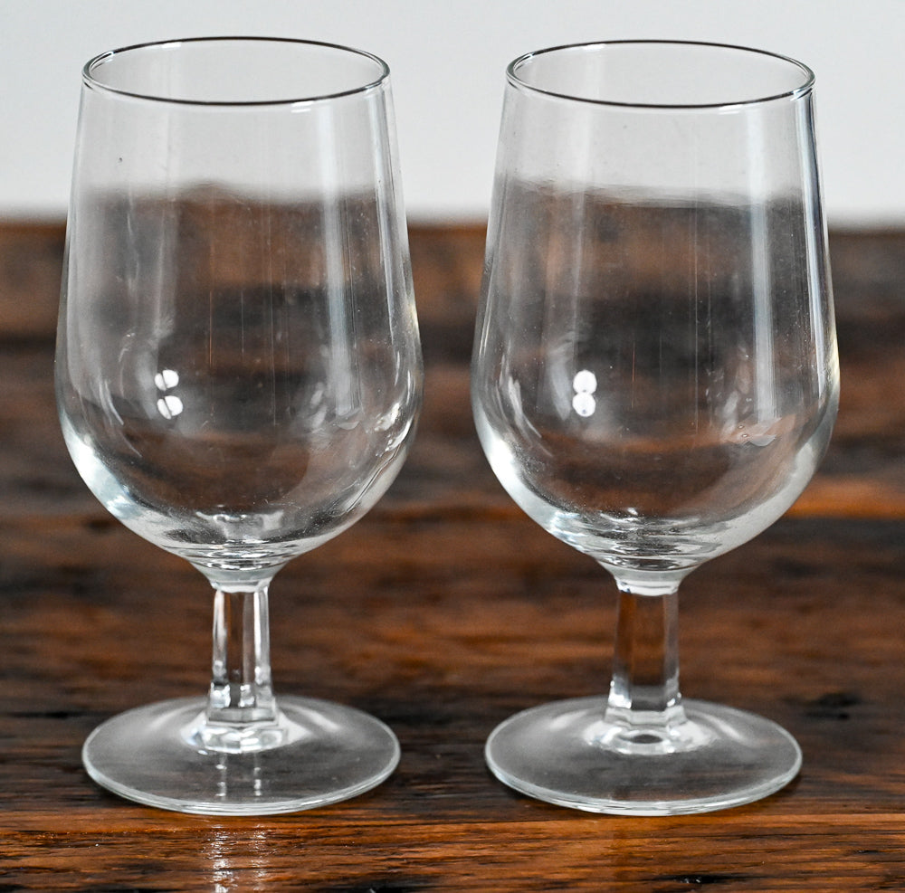 clear glass goblets