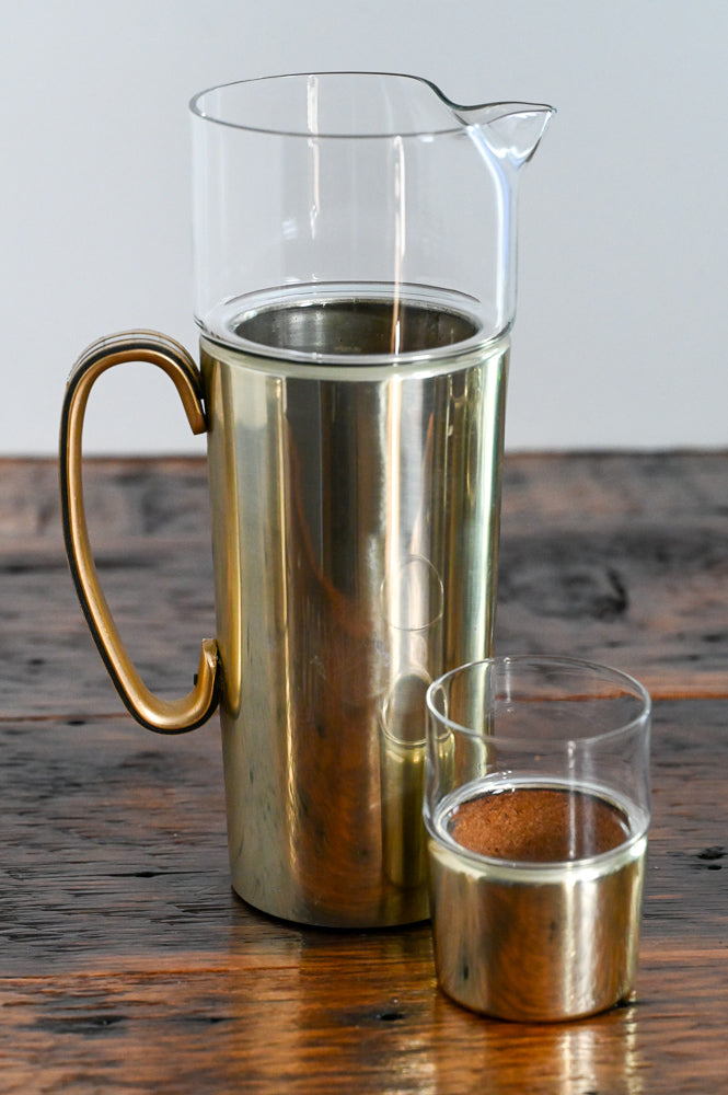 gold insulated glass pitcher and tumblers