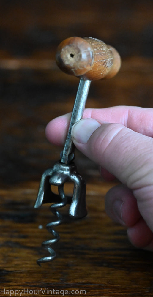 wooden handle corkscrew opener