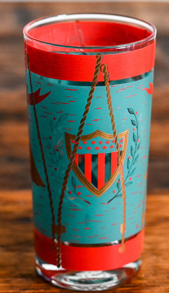 Red and Teal gold eagle patriotic highball glasses