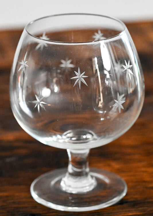 CG Quartzex brandy snifters etched with stars