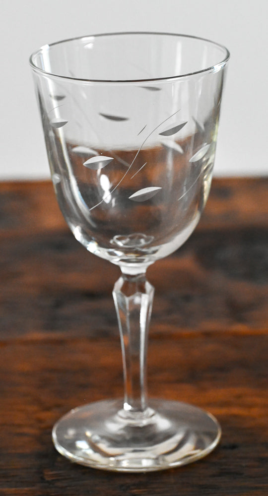 leaf etched Libbey wine glasses