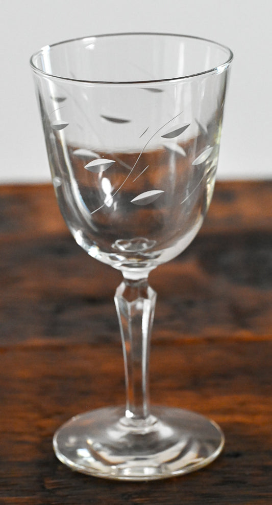 leaf etched Libbey wine glasses