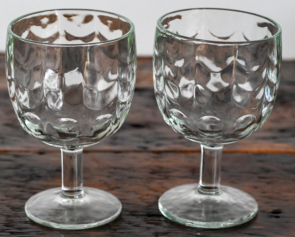 Bartlett Collins wavy glass thumbprint goblet