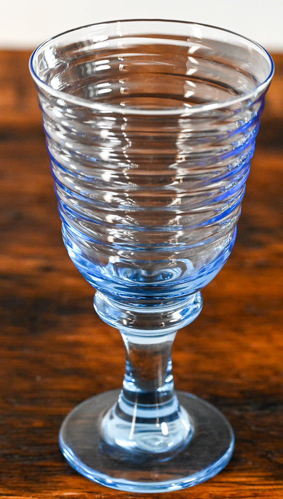 Libbey light blue ribbed glass goblets