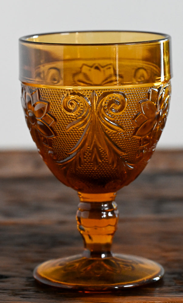 Indiana Glass amber glass goblets