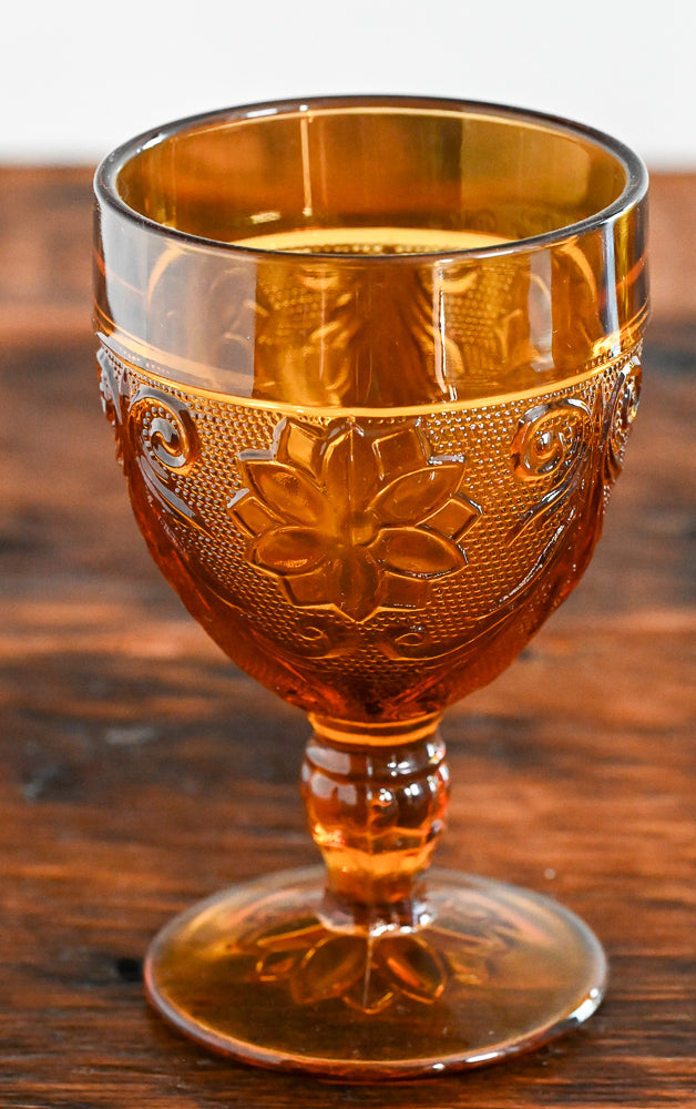 Indiana Glass amber glass goblets