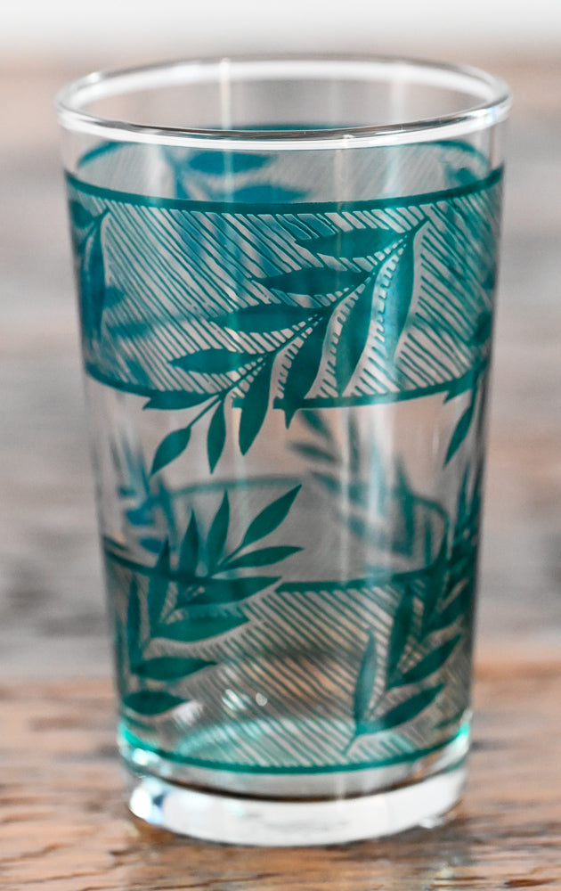Libbey blue green fern print juice glasses