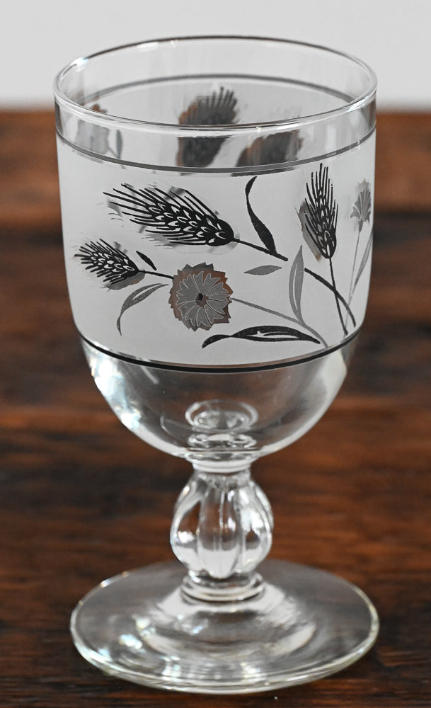 silver wheat frosted Libbey Goblets