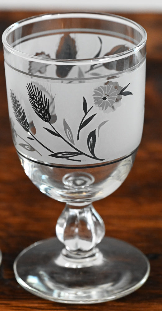 silver wheat frosted Libbey Goblets