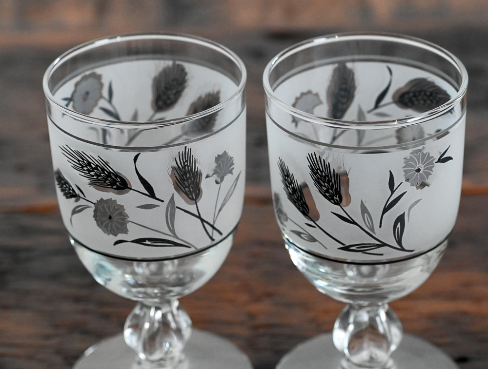 silver wheat frosted Libbey Goblets