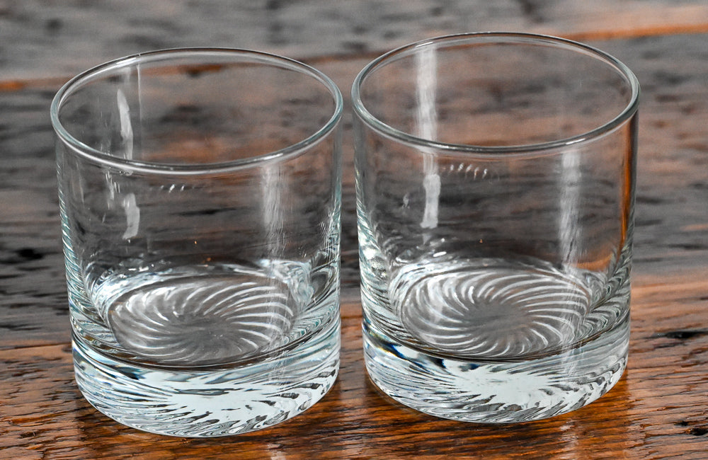 clear swirl bottom rocks glasses