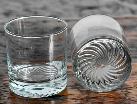 clear swirl bottom rocks glasses