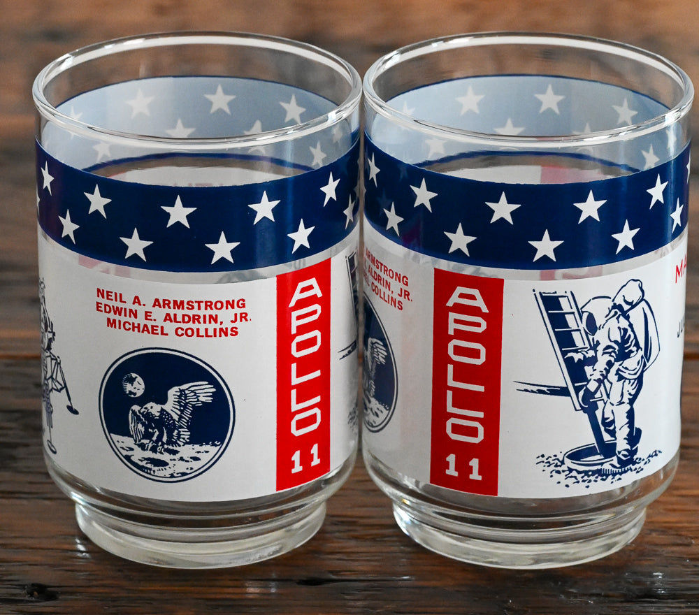 Apollo 11, Patriotic red, white and blue glass