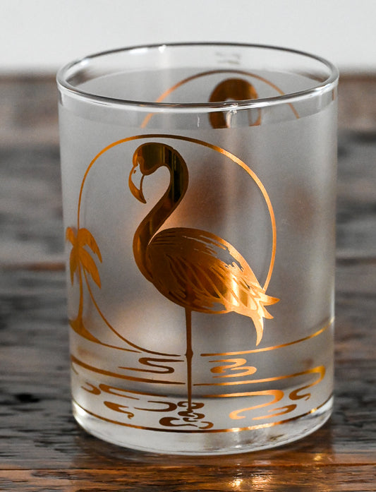 22K gold flamingo frosted Culver Rocks Glass