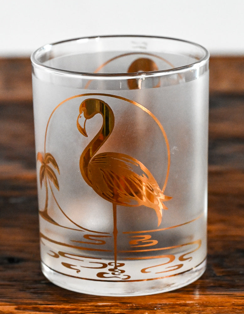 22K gold flamingo frosted Culver Rocks Glass