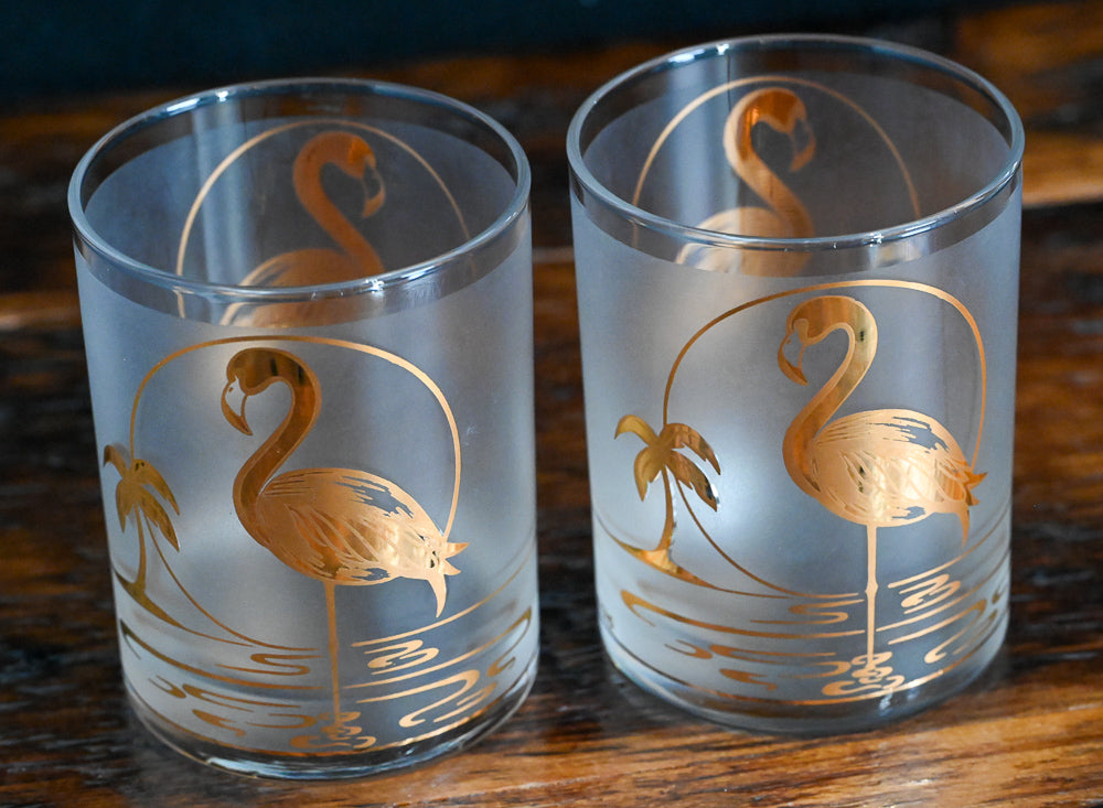 22K gold flamingo frosted Culver Rocks Glass