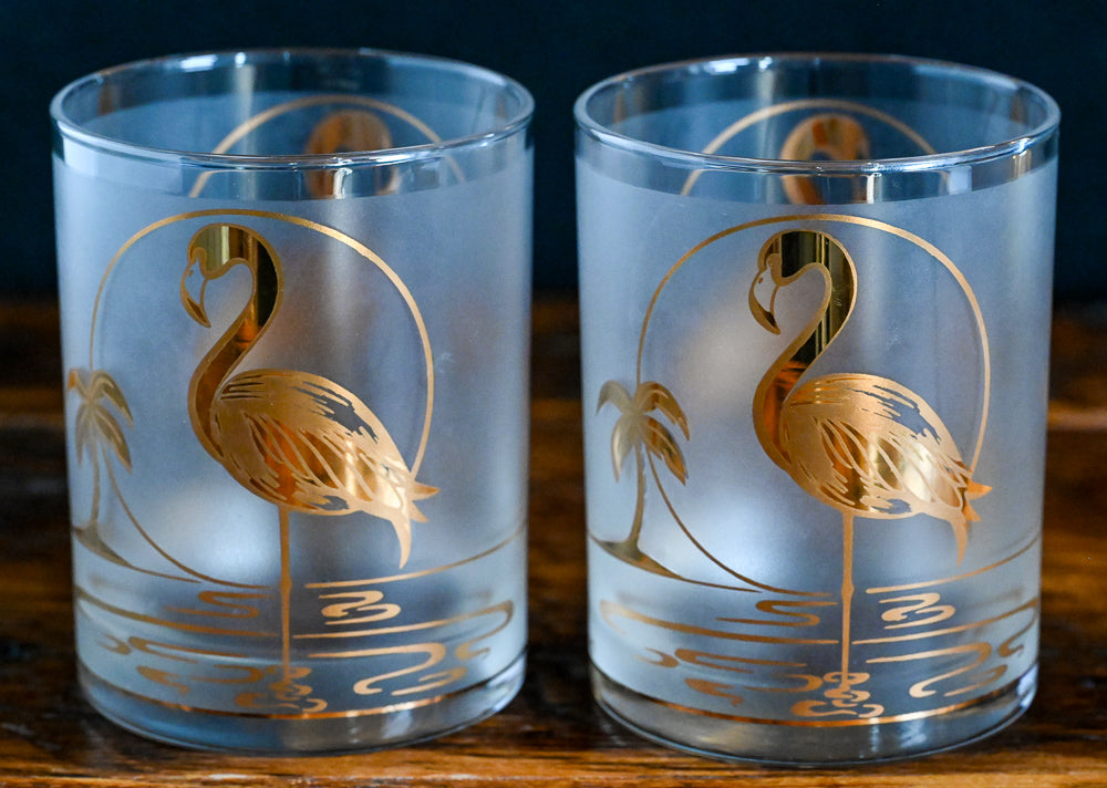 22K gold flamingo frosted Culver Rocks Glass