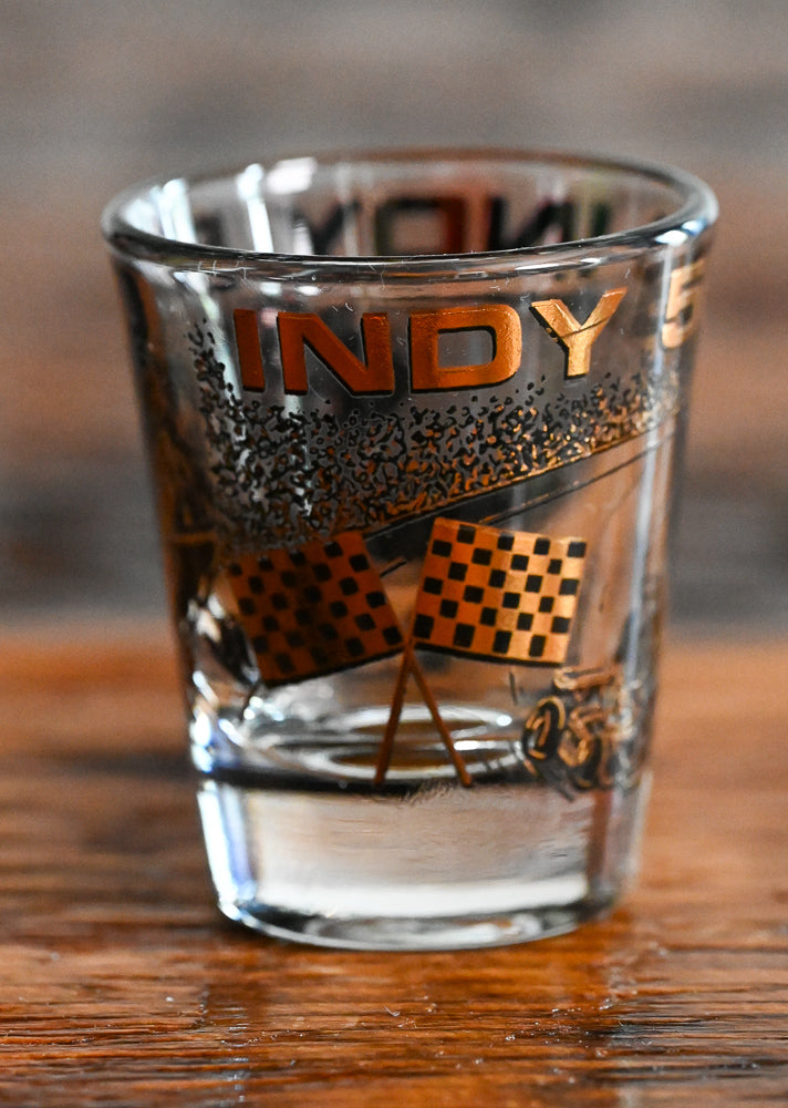 Gold and Black Indy 500 shot glass