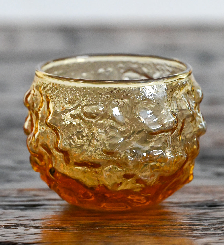 Anchor Hocking amber crinkle glass roly poly glass
