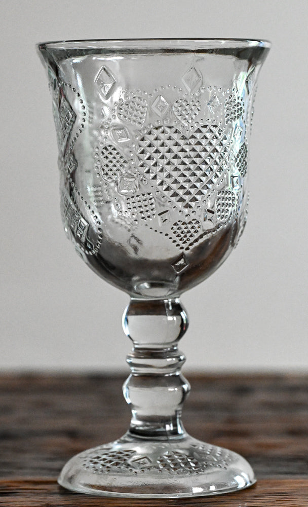 Fostoria Avon Etched heart and diamond pattern goblet