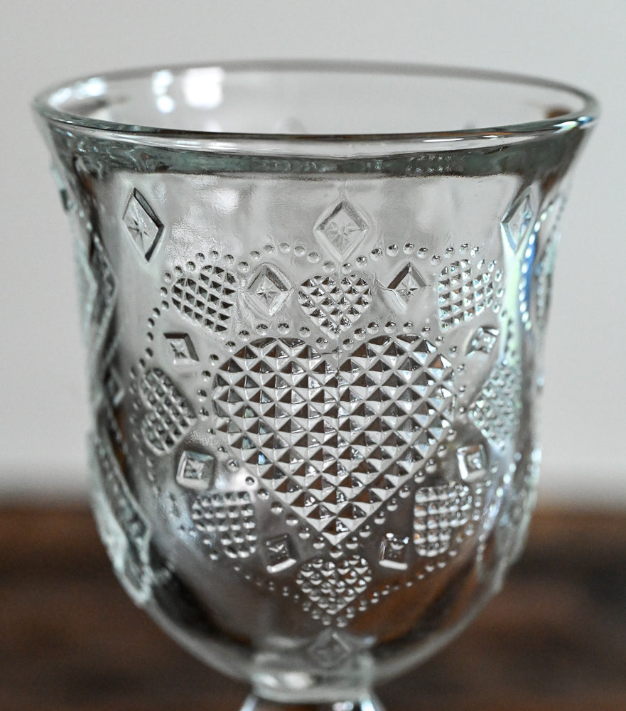 Fostoria Avon Etched heart and diamond pattern goblet