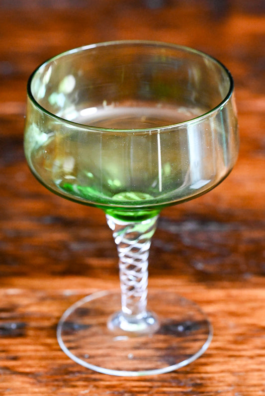 green glass Hawthorne Jade by Sasaki champagne coupe