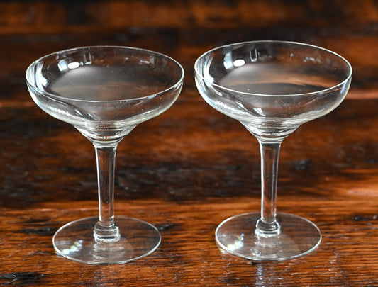 clear vintage cocktail coupes