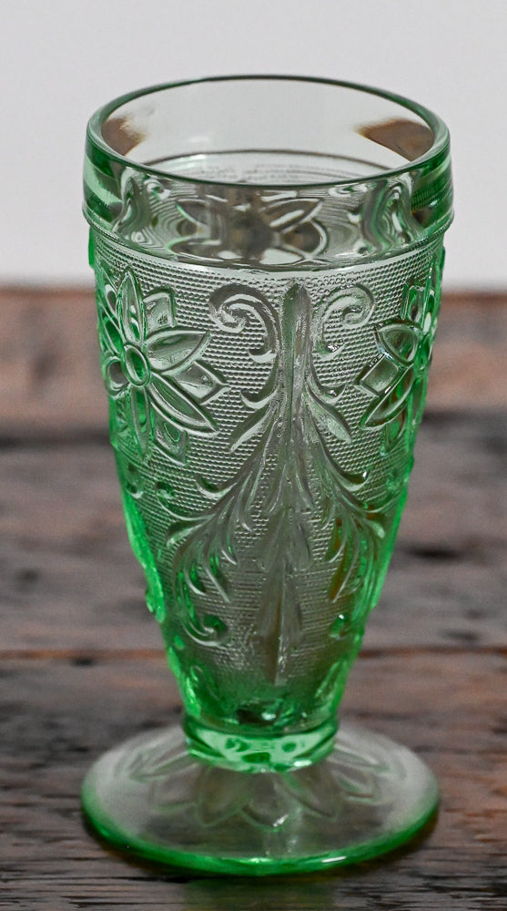 green Indiana Glass Sandwich Tiara Ice Tea Glass
