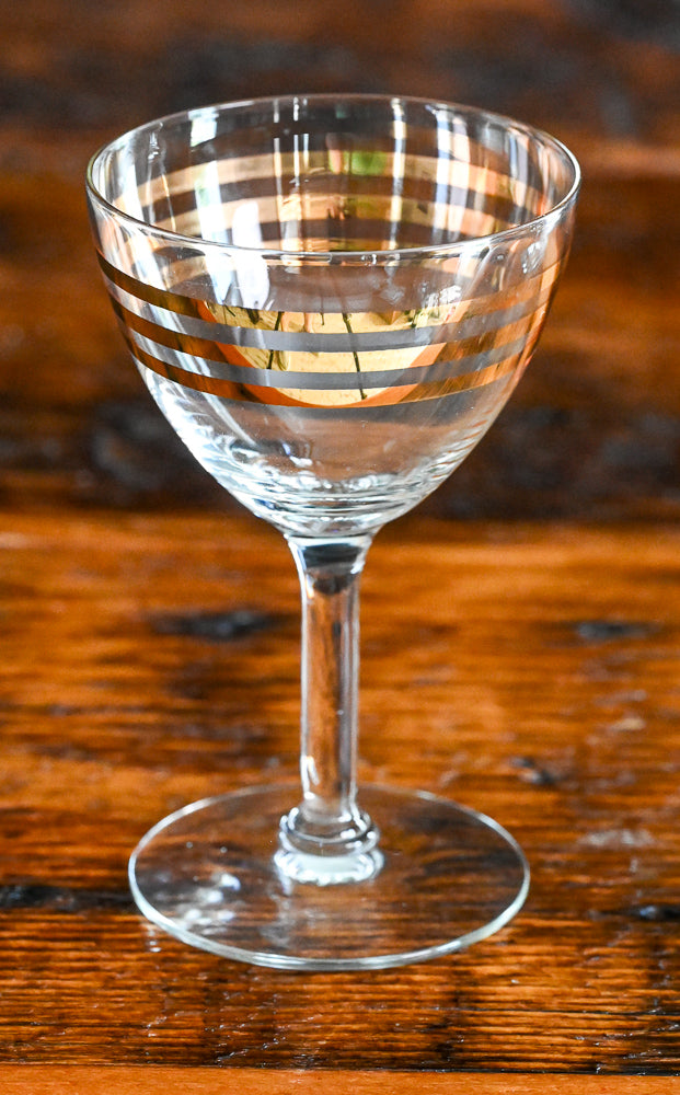 liquor glasses with 3 gold bands