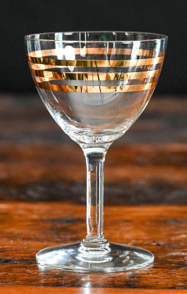 liquor glasses with 3 gold bands