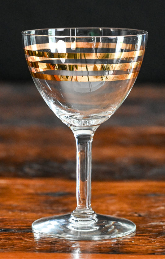 liquor glasses with 3 gold bands