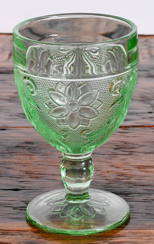 Indiana Glass green pressed glass goblet