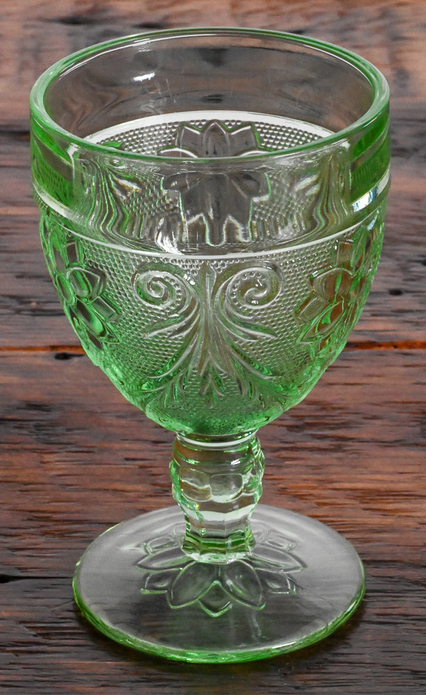 Indiana Glass green pressed glass goblet