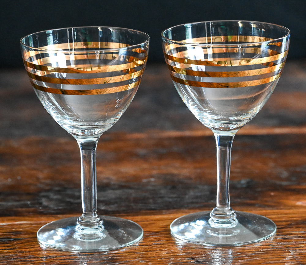 liquor glasses with 3 gold bands