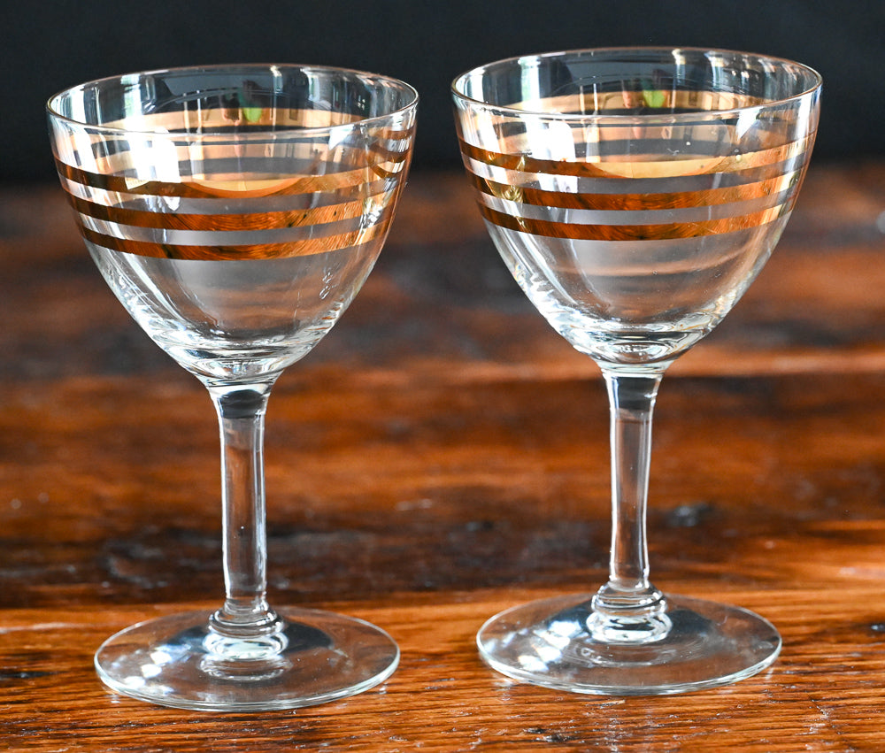 liquor glasses with 3 gold bands