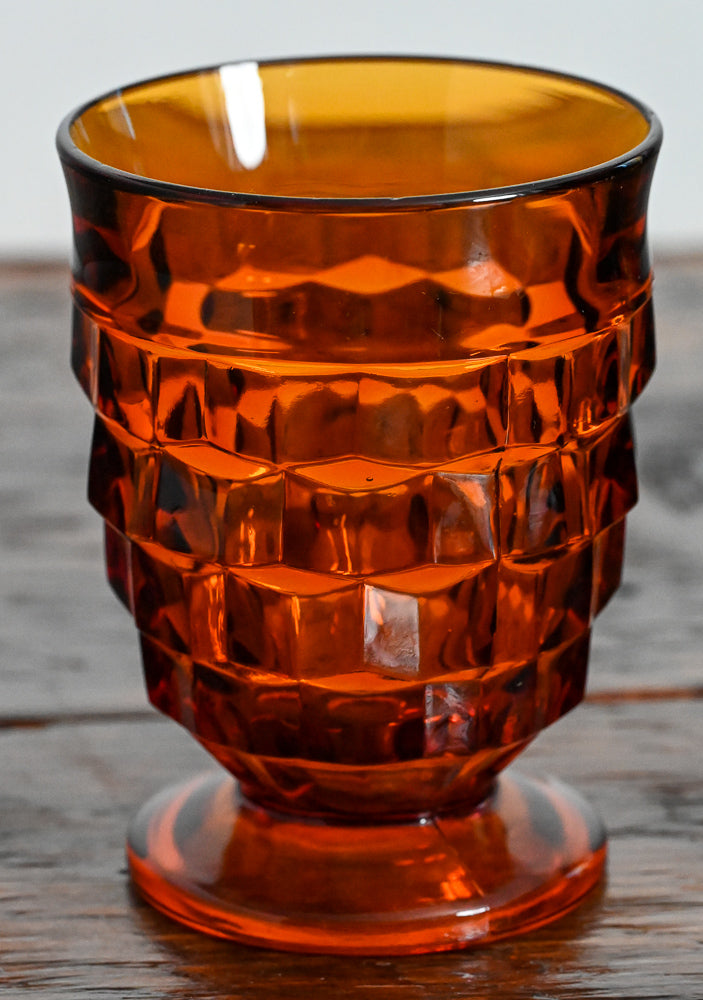 Indiana Glass dark amber cubist tumbler