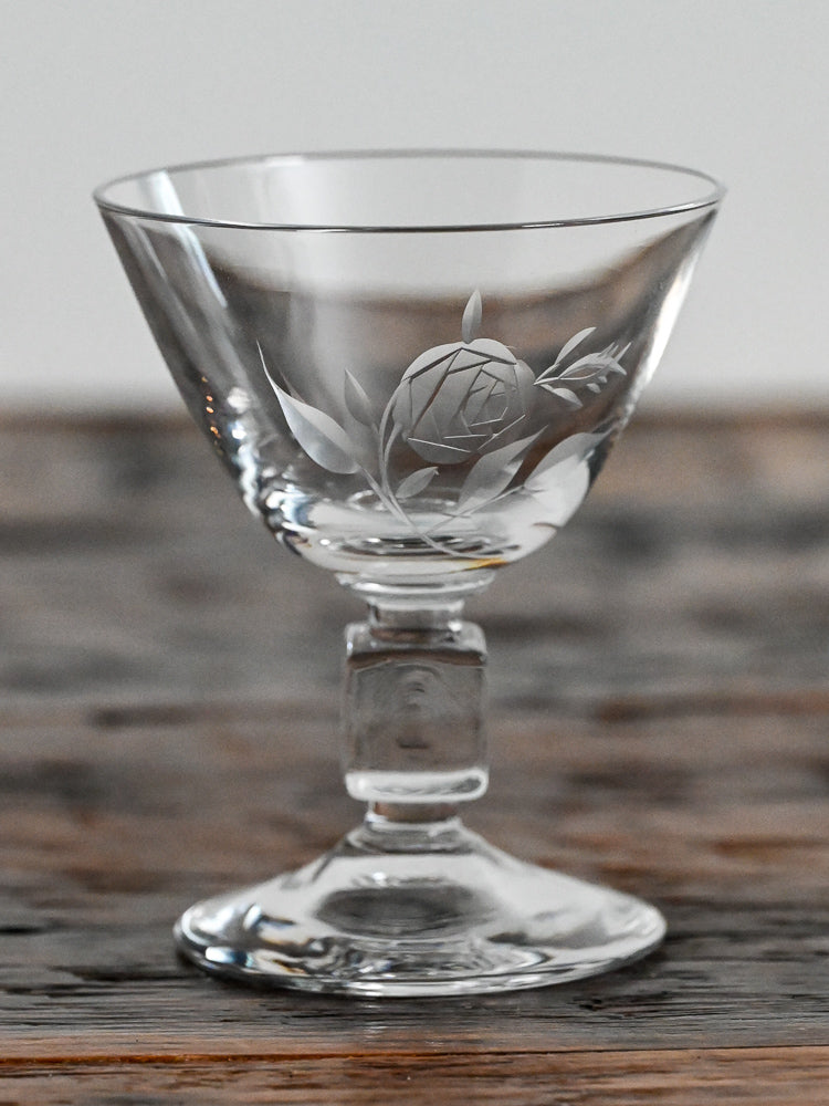 roses etched cordial glass