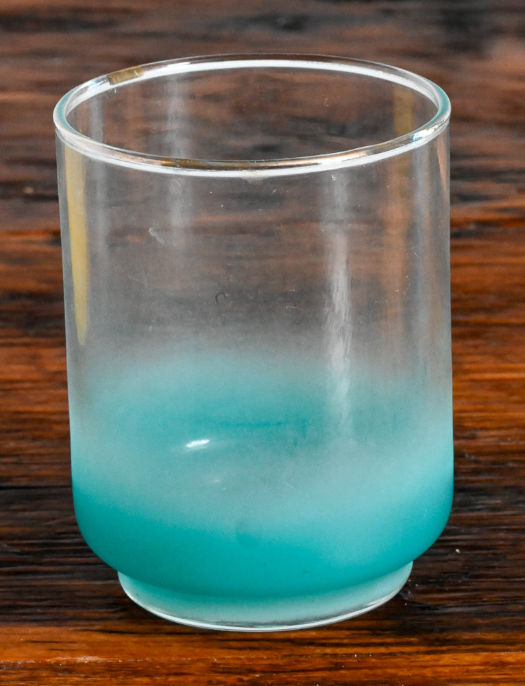 blue West Viriginia Glass Company Blendo juice glass