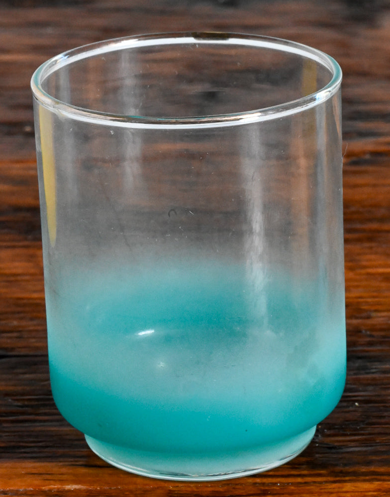 blue West Viriginia Glass Company blendo juice glass