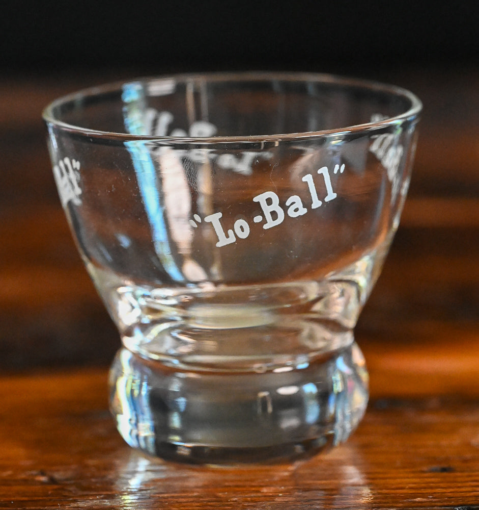 Lo-Ball in white print lowball glasses Eva Zeisel