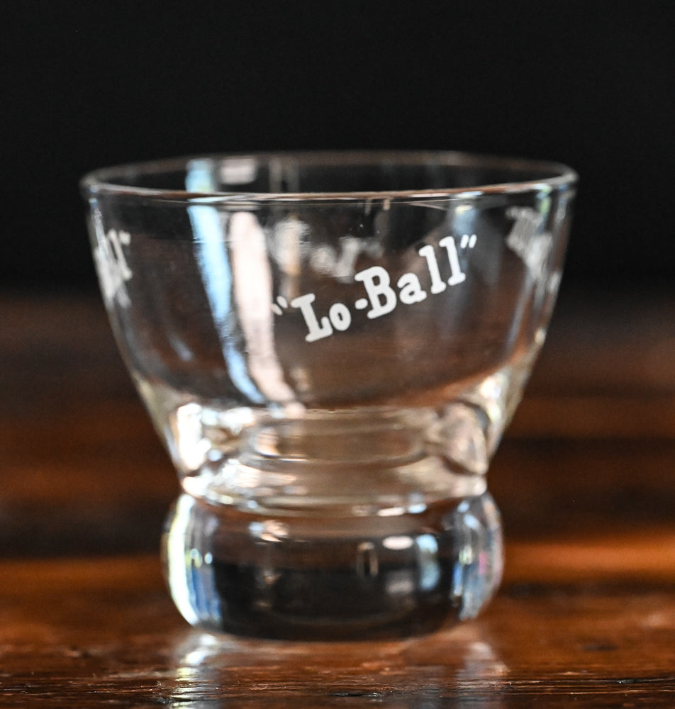 Lo-Ball in white print lowball glasses Eva Zeisel