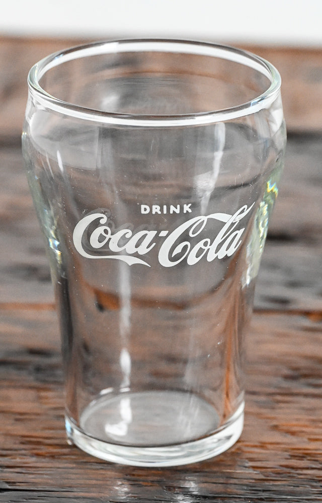 Libbey coca-cola white logo on clear glass